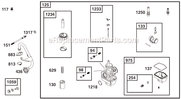 Page E Diagram and Parts List for 124435SERIES 8101 Briggs and Stratton Engine